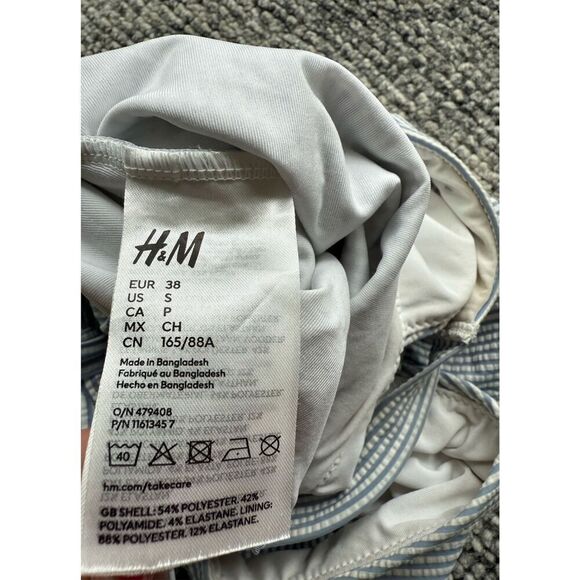 H&M Small Seersucker Plunge One Piece Swim Bathing Suit - Picture 6 of 6